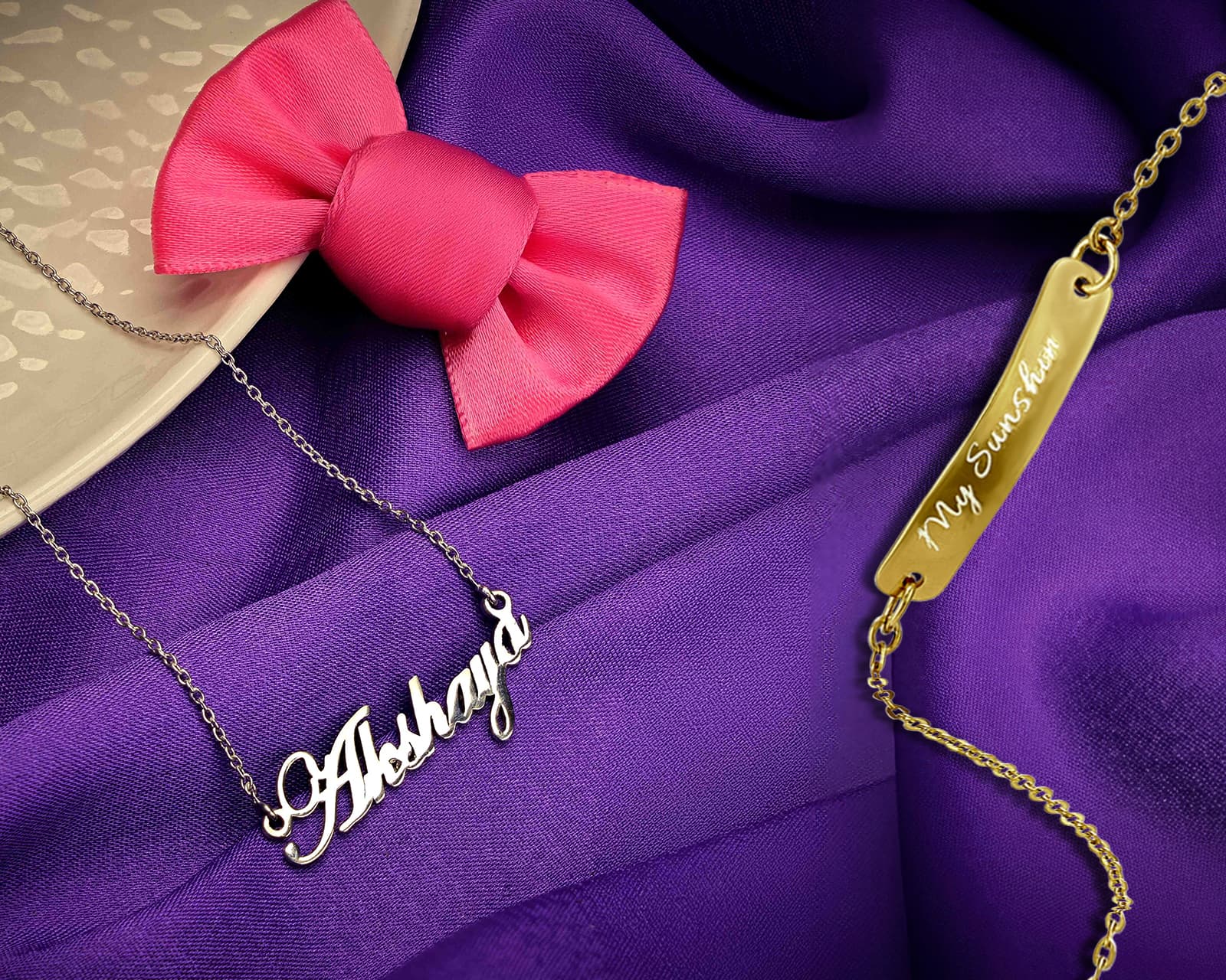 Personalised jewellery gift set with necklace and bracelet